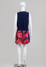 Load image into Gallery viewer, Leifsdottir blue and rose print sleeveless dress (4)
