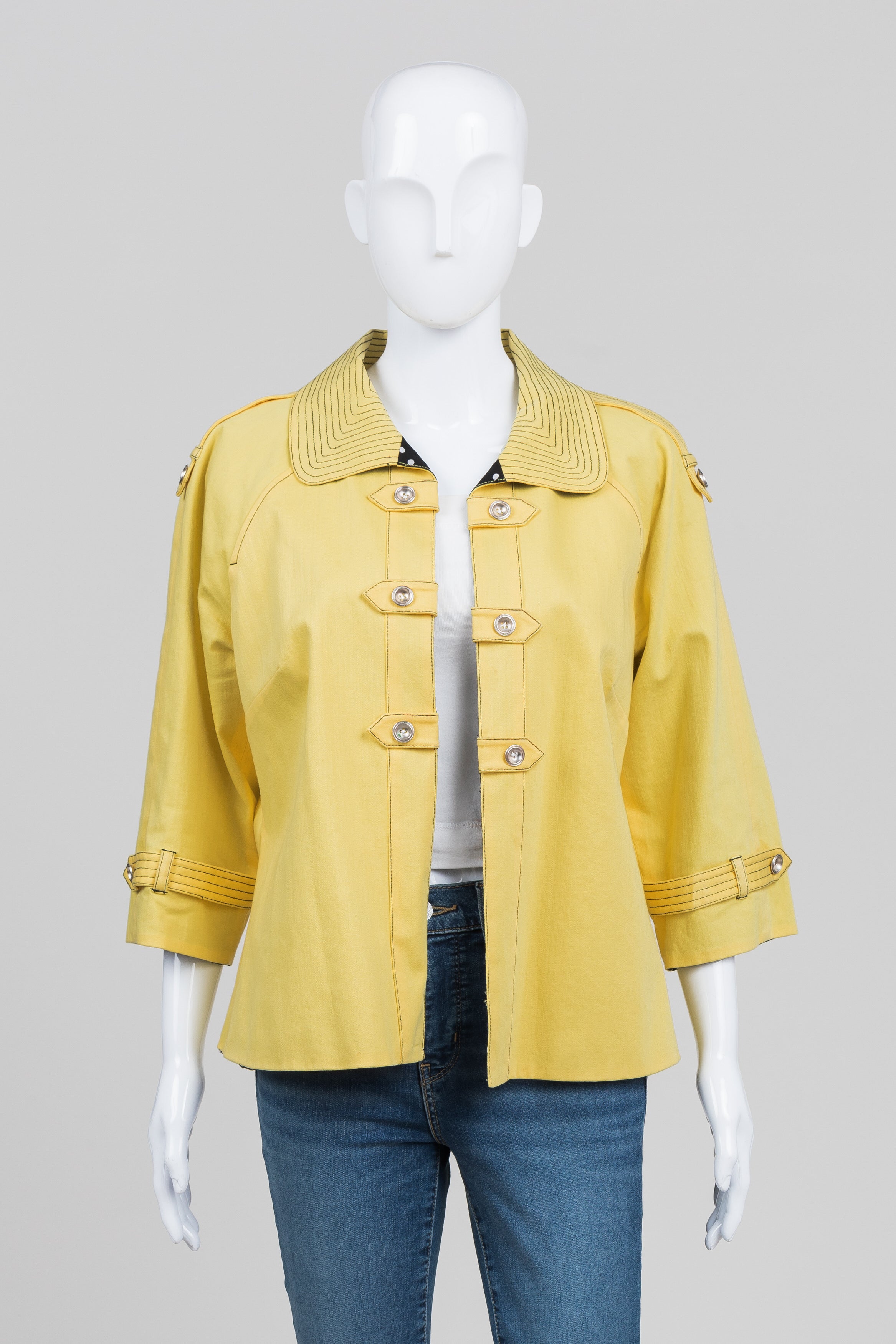 Custom Made Yellow Reversible to Black Dot 3/4 Sleeve Jacket