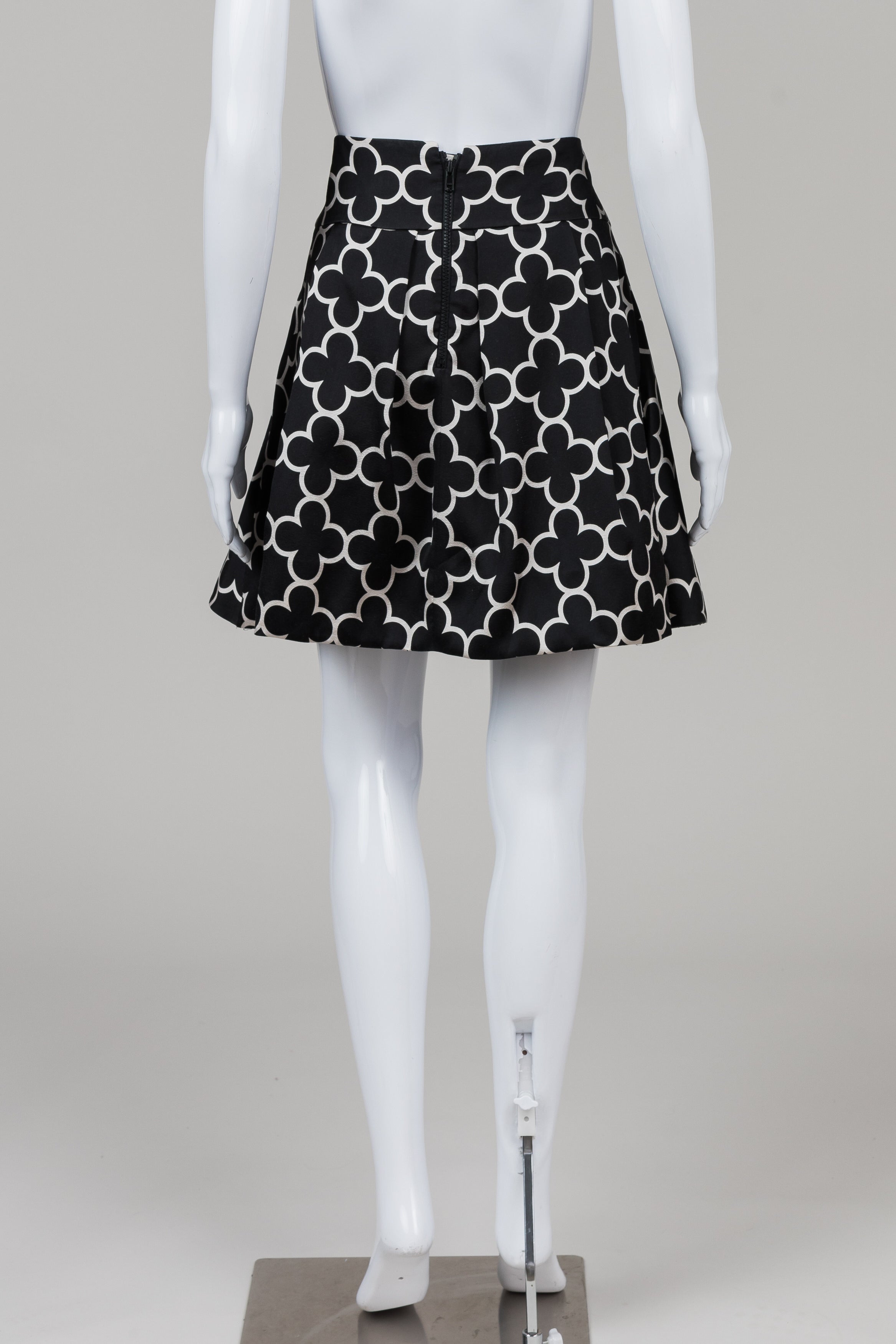 Pink Tartan Black/White Print Pleated Mini Skirt (12)