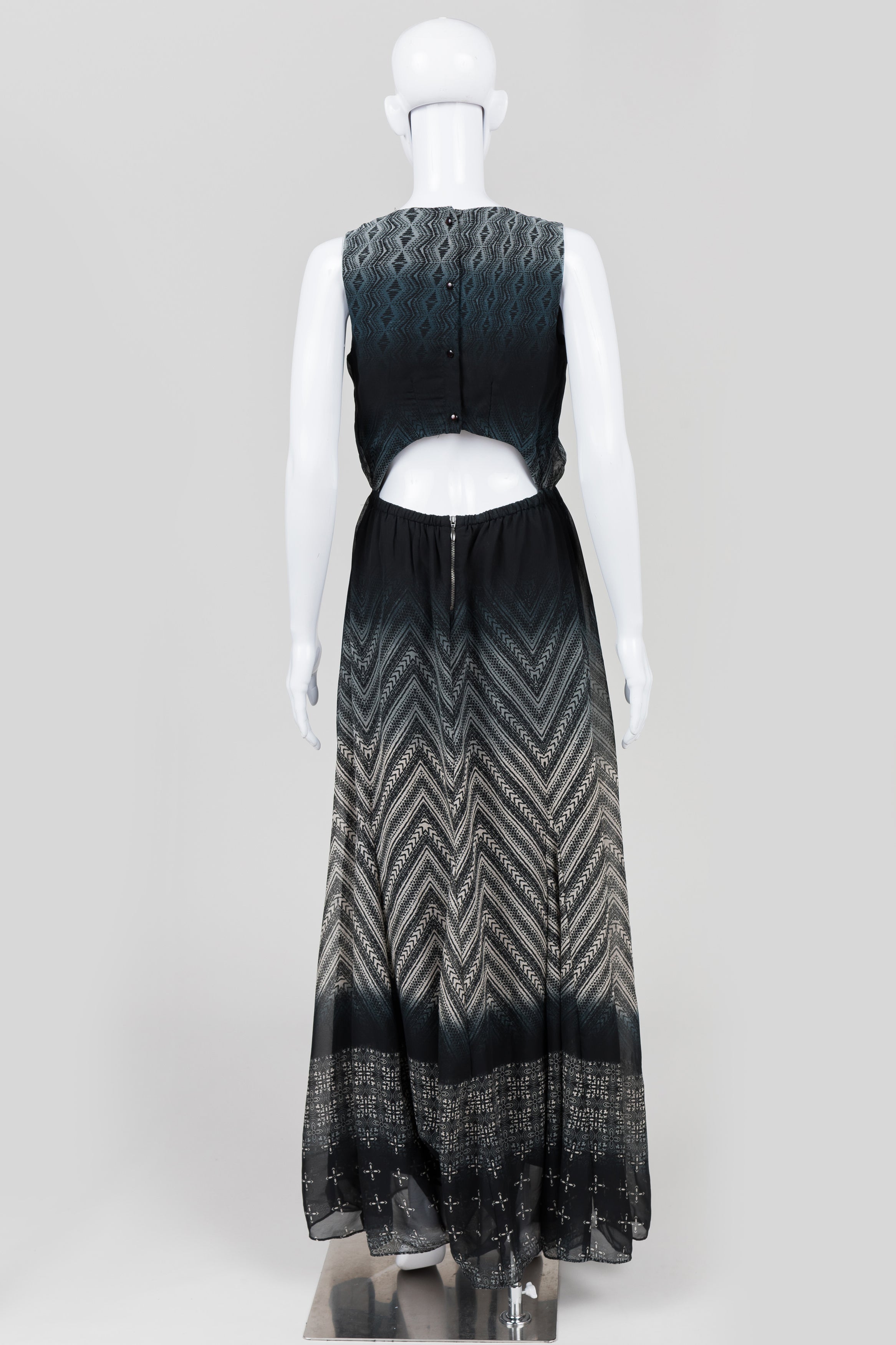 Jessica Simpson Black Ombre Print Sleeveless Maxi Dress (S)