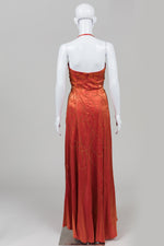 Load image into Gallery viewer, Alfred Angelo Papaya Iridescent Beaded Halter Gown
