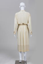 Load image into Gallery viewer, Rodier Vintage Ivory Stand Collar Shirtwaist Dress (40)
