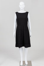 Load image into Gallery viewer, Anne Klein black fit &amp; flare dress w/ netting inserts
