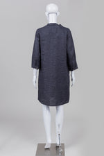 Load image into Gallery viewer, Vicci Grey Slub 3/4 Sleeve Linen Shift Dress (38)
