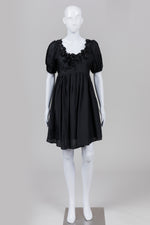 Load image into Gallery viewer, Beauty Sweet Silk Blend Black Short Sleeve Baby Doll Dress (2)
