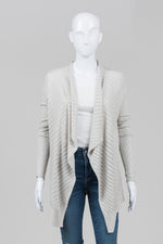 Load image into Gallery viewer, Neiman Marcus Sand Pointelle Draped Cardigan (XS)
