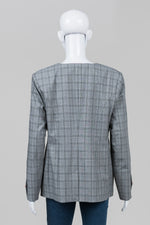 Load image into Gallery viewer, Ted Baker Grey/Pink Glen Check Collarless Blazer (4)
