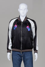 Load image into Gallery viewer, DEYA Black/White Satin Bomber Jacket (46)
