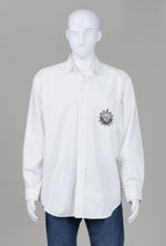 Load image into Gallery viewer, Polo Sport Ralph Lauren white broadcloth shirt with compass embroidered pocket (L)

