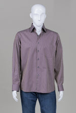 Load image into Gallery viewer, Mirto purple &amp; green striped button long sleeve shirt with breast pocket
