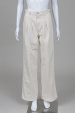 Load image into Gallery viewer, Veronica Beard Ecru Canvas Pleated trousers (26)
