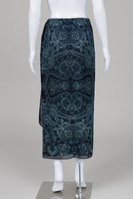 Load image into Gallery viewer, Emanuel Ungaro faux wrap navy blue and blue paisley skirt
