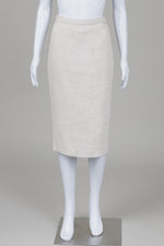 Load image into Gallery viewer, A.L.C. crème woven pencil skirt (0) *tiny imperfection on left hip (0)
