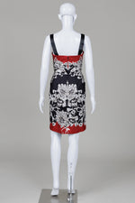 Load image into Gallery viewer, White House Black Market black, white and red floral print cocktail dress (2)
