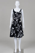 Load image into Gallery viewer, Diane von Furstenberg black and white floral print sundress with empire waist (4)
