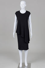 Load image into Gallery viewer, InWear black tunic style sleeveless slinky asymmetrical dress (S)
