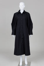 Load image into Gallery viewer, COS black long sleeve shirt dress with side pockets and wide cuff (12)
