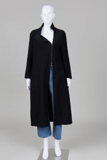 Load image into Gallery viewer, CO + CO by Coco Rocha black overcoat with off centre zipper (8)

