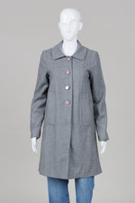 Load image into Gallery viewer, Graham &amp; Spencer grey vintage coat with lavender buttons (S)
