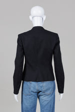 Load image into Gallery viewer, Theory black v-neck asymmetrical front zip blazer (6)
