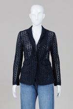 Load image into Gallery viewer, DKNY navy eyelet blazer (4)
