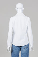 Load image into Gallery viewer, Anne Fontaine white double collar and cuffed fitted long sleeve blouse with stretch (40)
