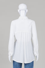 Load image into Gallery viewer, Genny Han white collarless long sleeve tunic with drawstring waist and crystal front buttons (85-92-155)
