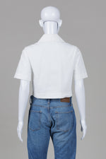Load image into Gallery viewer, Anine Bing off white cropped short sleeve button front with utility pockets (XS)
