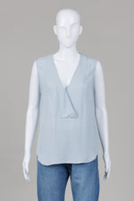 Load image into Gallery viewer, Theory powder blue sleeveless deep V-neck blouse (M)
