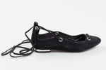 Load image into Gallery viewer, Halogen black leather suede lace up ballerina flats (5)
