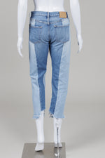 Load image into Gallery viewer, Frame "Le Mix" Light &amp; Medium Wash Colourblock Fray Hem Jeans (26)
