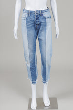 Load image into Gallery viewer, Frame "Le Mix" Light &amp; Medium Wash Colourblock Fray Hem Jeans (26)
