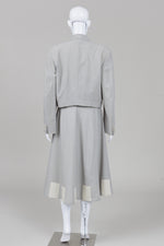 Load image into Gallery viewer, Comme des Garcons Vintage Light Grey Oversized Jacket w/ Frog Closure Skirt Suit (M) *some tiny fabric repairs on skirt
