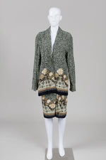 Load image into Gallery viewer, Carol Little Vintage Sage &amp; Black Border Print Skirt Suit (12)
