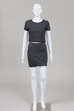 Load image into Gallery viewer, Obakki Medium Gray w/ Black Trim Top and Mini Skirt (4)
