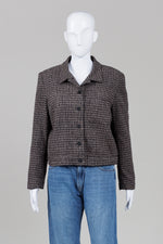 Load image into Gallery viewer, Norton McNauchton Black Taupe Tweed Button Front Jacket
