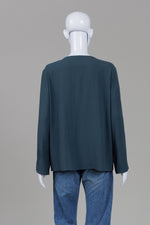 Load image into Gallery viewer, Eileen Fisher Teal Long Sleeve Button Front Shirt (M)
