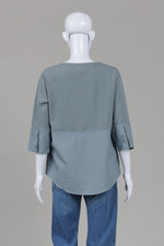 Load image into Gallery viewer, COS Oversized Knit and Woven Sage Crew Neck (XS)
