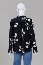 Load image into Gallery viewer, Ba&amp;sh Black and Cream Floral Button Front Blouse (M)
