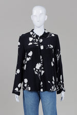 Load image into Gallery viewer, Ba&amp;sh Black and Cream Floral Button Front Blouse (M)
