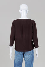 Load image into Gallery viewer, Nancy Lord Dark Brown 3/4 Sleeve Jersey Top
