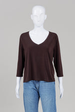 Load image into Gallery viewer, Nancy Lord Dark Brown 3/4 Sleeve Jersey Top
