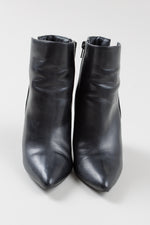 Load image into Gallery viewer, Halston black heeled booties with zipper (7)
