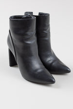 Load image into Gallery viewer, Halston black heeled booties with zipper (7)
