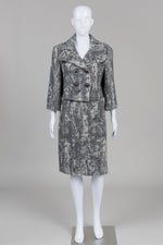 Load image into Gallery viewer, Done Vintage Stone/Grey Print Skirt Suit (12)
