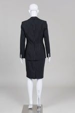 Load image into Gallery viewer, Mondi Vintage Black Pinstripe Skirt Suit (36)
