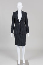 Load image into Gallery viewer, Mondi Vintage Black Pinstripe Skirt Suit (36)
