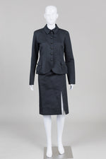 Load image into Gallery viewer, Lida Baday Black Skirt Suit w/ Front Slit, Crop Jacket (12)
