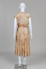 Load image into Gallery viewer, Julio Bedetti Vintage Camel/Brown Print Georgette Dress
