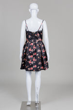 Load image into Gallery viewer, Jill Stuart Black Floral Print Satin Bustier Dress (8)
